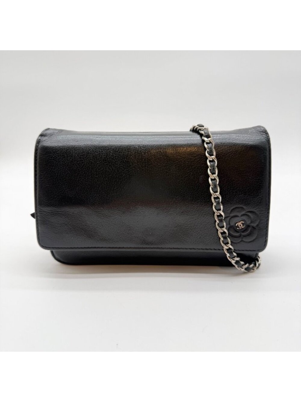 Chanel Chain Wallet Camellia Shoulder Bag Black